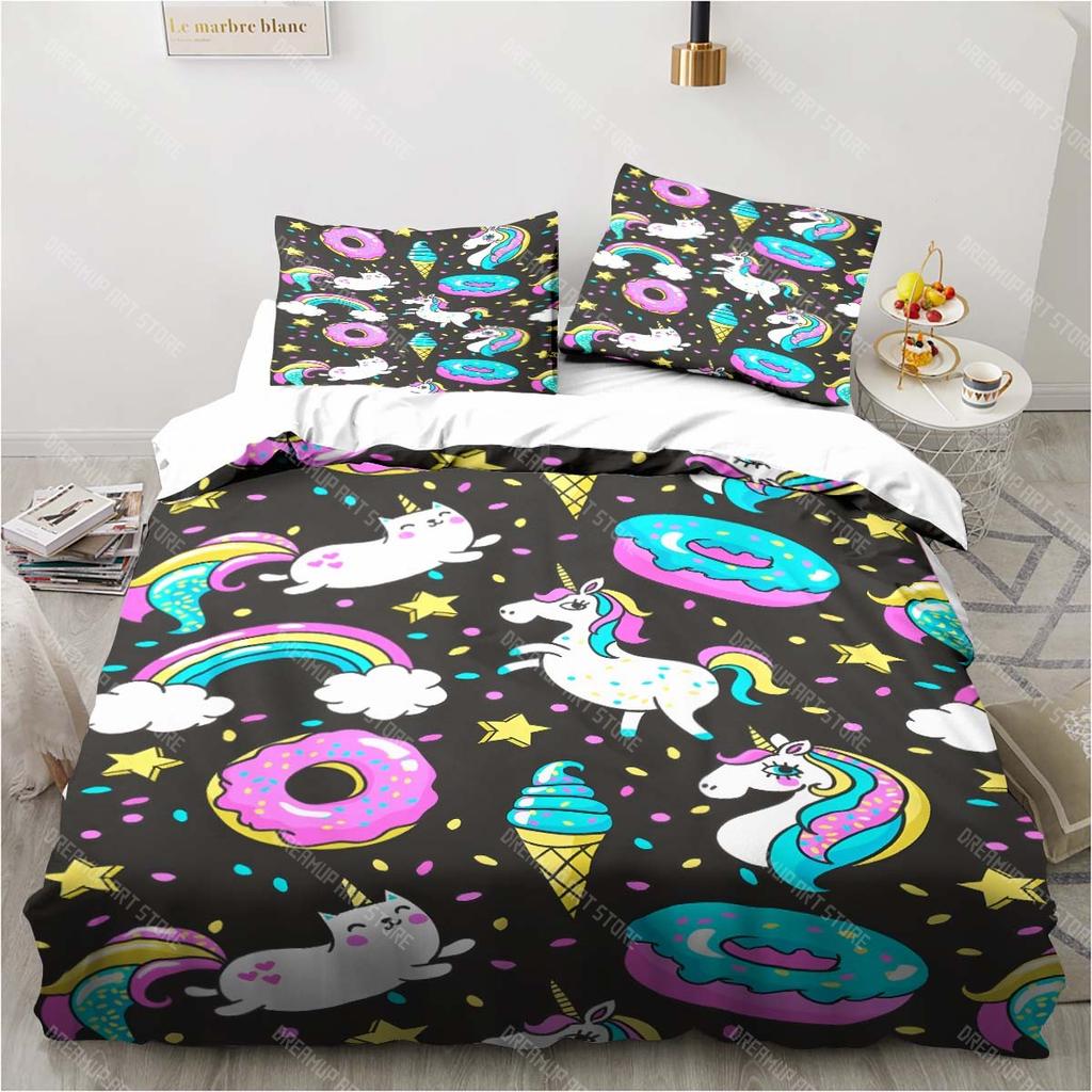 Cartoon Unicorn Pattern Bedding Bedroom Home Decoration Pillowcase Duvet Cover Bed Sheet Set Children's Room Bedding Set Luxury