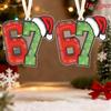 Trendy Number 67 Ornament,Red Green Classic Color Hanging Decoration,Funny Hanging Decor for Xmas Tree– Perfect Gift for Gen Z, Friends, Besties, Bro