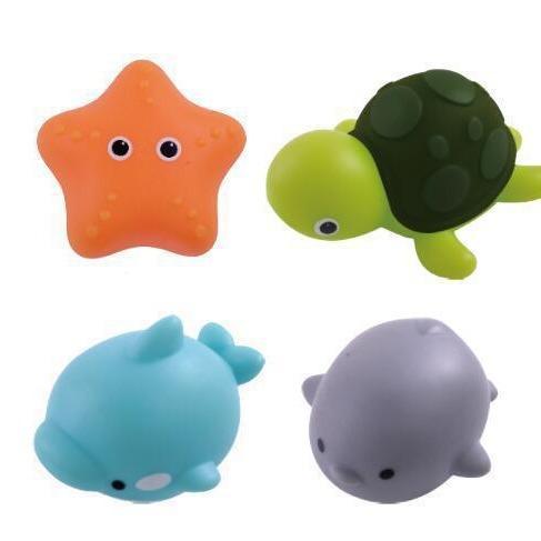 Cute Animal Bath Toy Swimming Water LED Light Up Ocean Sea Animal Set Flashing Floating Bathtub Toys for Baby Infant Kid Toddler