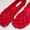 Sheepskin Version~ French Woven Mesh Hollow Flat Bottom Round Head Summer Sandals Fashion Pig Cage Shoes Red
