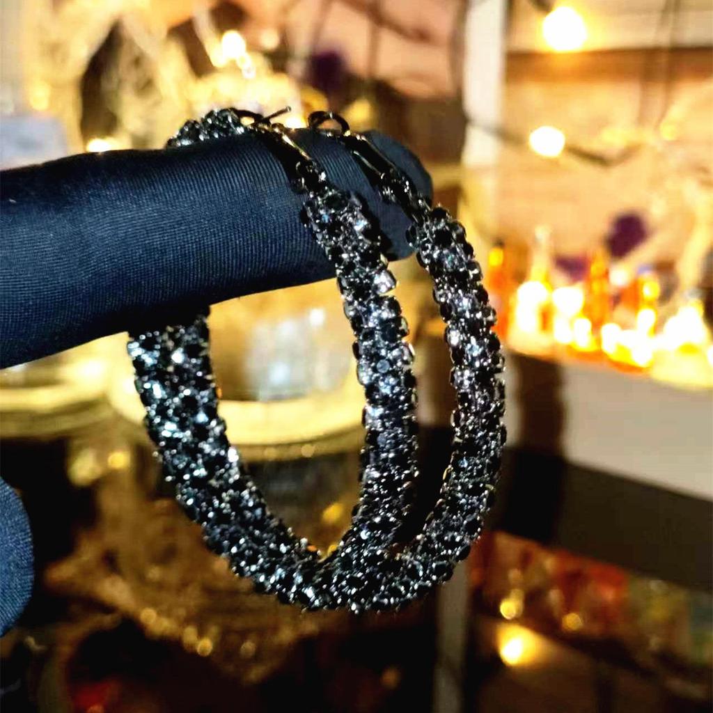 Luxury Rhinestone Hoop Earrings: Simple, Fashionable, and Exaggerated Design for Women
