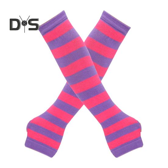 

1 пара женских полосатых перчаток без пальцев, вязаные варежки до локтя для зимы, мягкие эластичные утеплители для рук, рождественский подарок