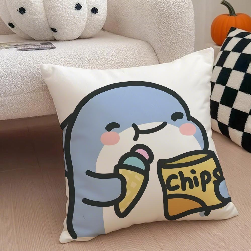 Gemütlich Cartoon Süß Haie Monster Bild Kissenbezug Leinen Kissenbezug Weich Atmungsaktiv Schützend Sofa Zimmer Dekoration