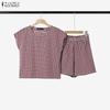 ZANZEA Women Sleeveless Blouse and Shorts Summer Two Piece Suit Sets