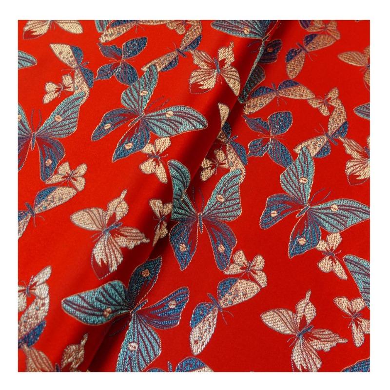 Embossed Jacquard Fabric Butterfly Design Sewing Material Cheongsam Dress Garment Fabric Wide 114cm Sold By Meter