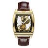 Reloj Mecánico Automático Transparente Hombre Steampunk Esqueleto Engranaje de Lujo Cuerda Automática Cuero Relojes de Hombre Montre Homme