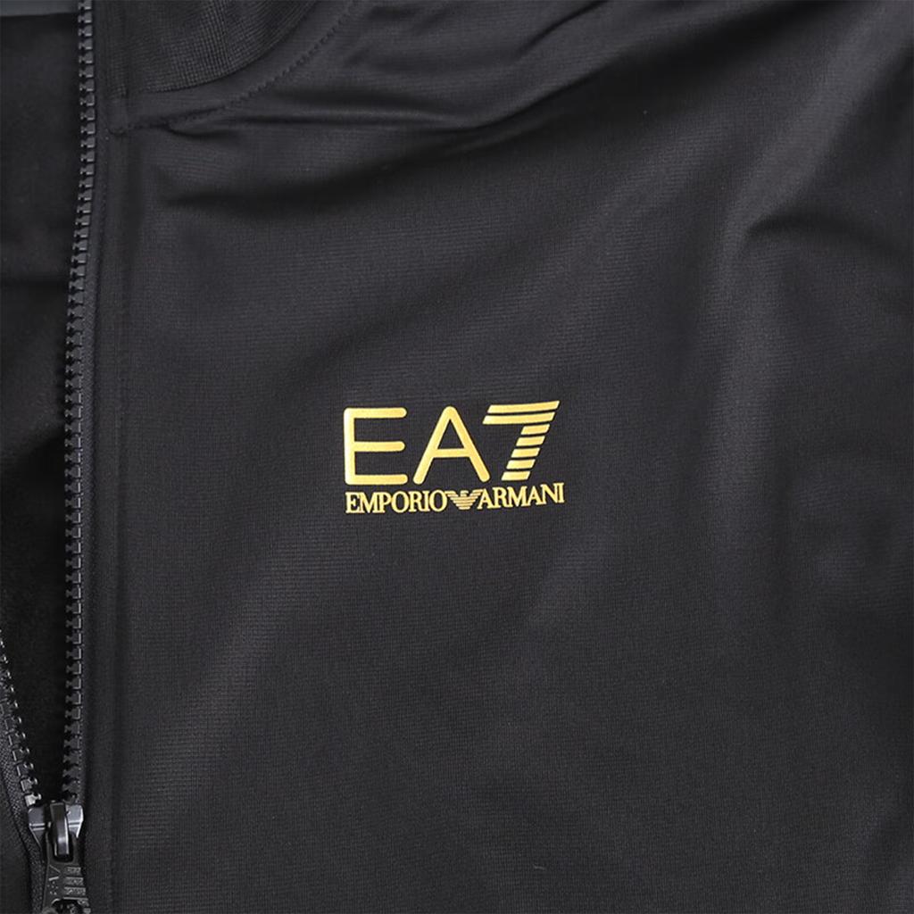 Emporio Armani EA7 Solid Color Zip-Up Long Sleeve Casual Sports Suit Men Suits Black 8NPV65-PJHCZ-0208