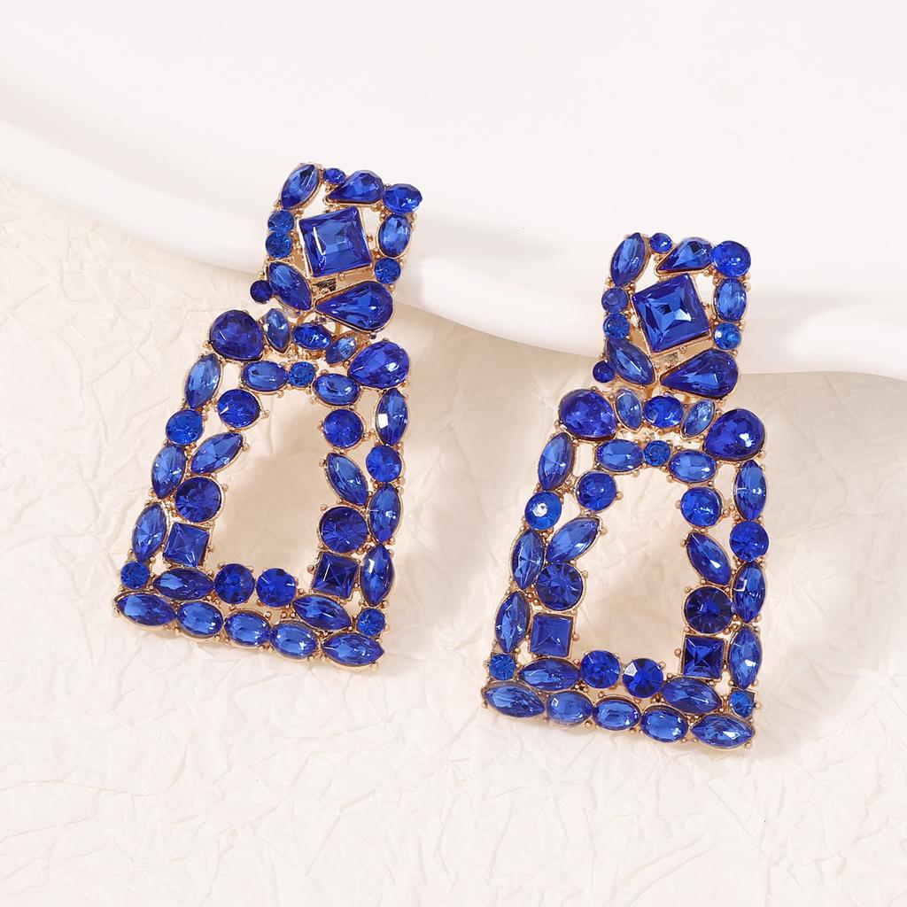 Geometric square diamond-set party niche fashion trend versatile temperament earrings earrings