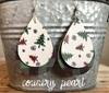 Red and Black Plaid Teardrop Christmas Tree PU Leather Earrings