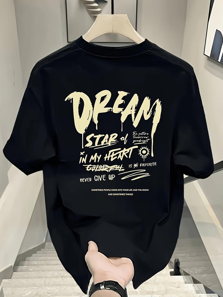 Men's "My Dream Star" Graphic T-Shirt - Oversized Short Sleeve Cotton Tee, Casual and Stylish