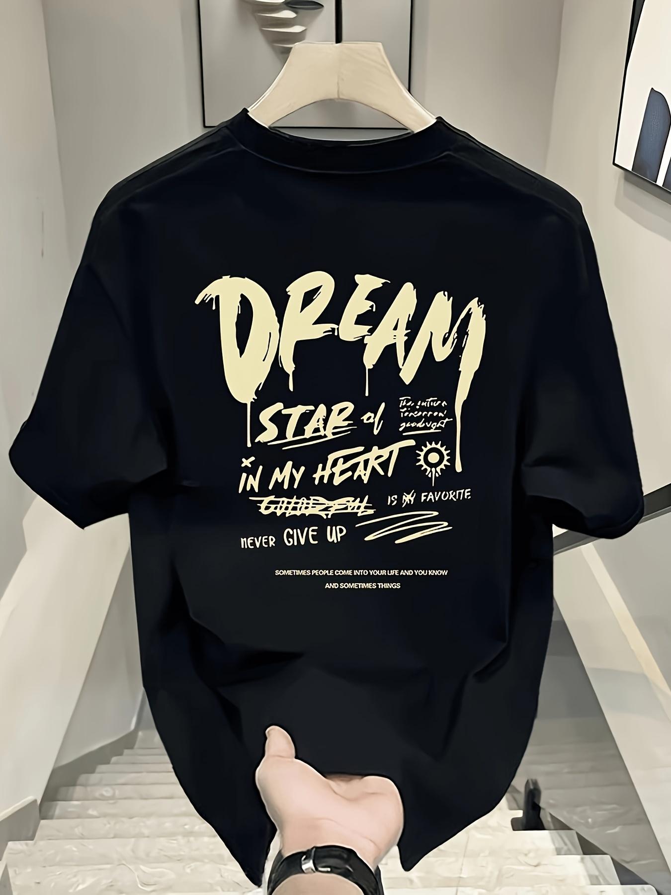 

Men s My Dream Star Graphic T-Shirt - Oversized Short Sleeve Cotton Tee, Casual and Stylish 4XL