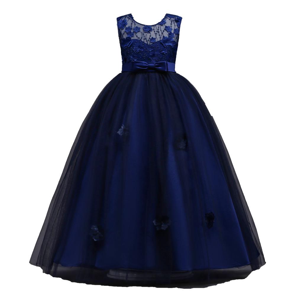 Dívčí dlouhé princeznovské šaty bez rukávů na večer, svatbu nebo ples