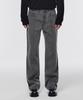 Straight Paneled Back Slit Denim Pants [Grey]