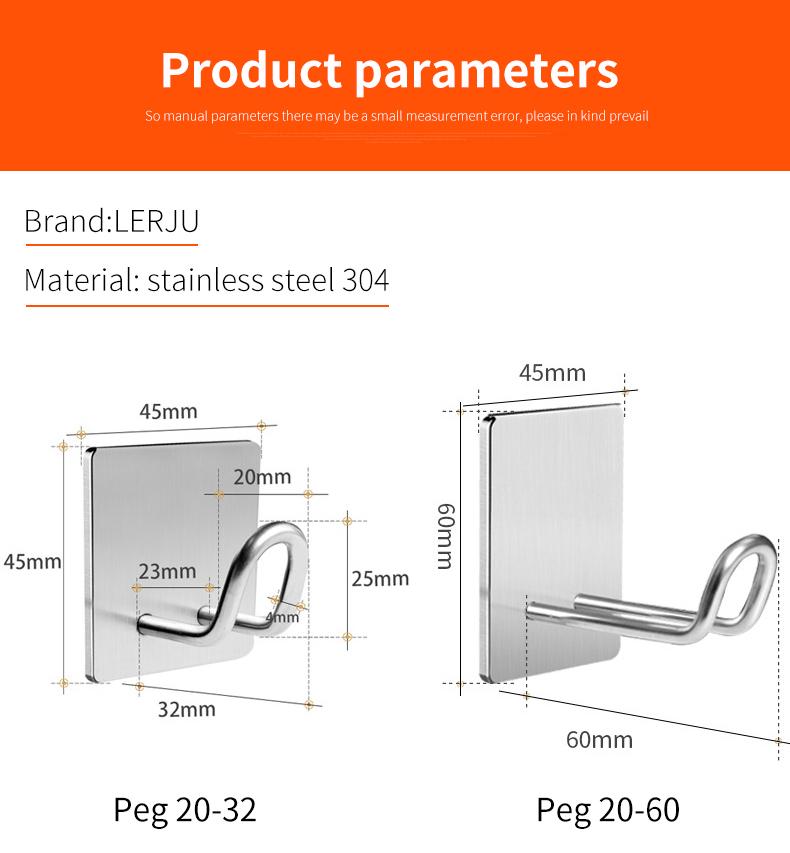 Fashionable Wall Hooks Wall Organisation for  Kitchen Stainless Steel Self Adhesive Hooks