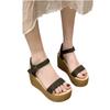 Korean Version of Sandals Female Summer Fairy Style High Heel Wedge Heel Muffin Thick Sole Word with Roman Shoes Female