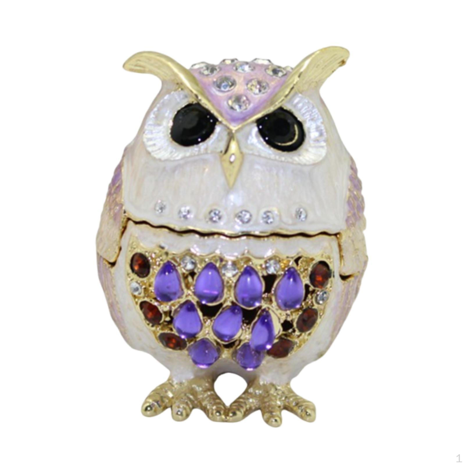 

Шкатулка для украшений в виде фигурки животного для организации дома Сова Скульптура Подарки Женщинам фиолетовый