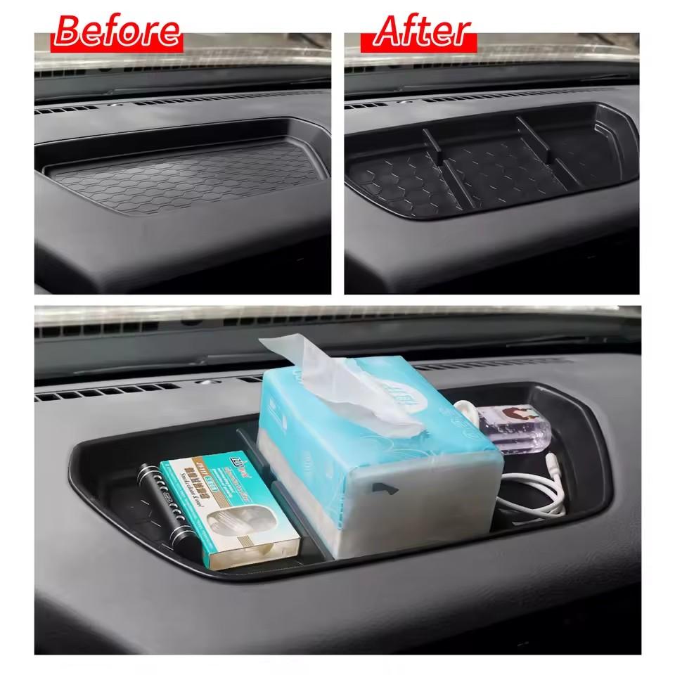 Dashboard Tray for Nissan Frontier 2025 + Center Console Storage Box Organizer Car Interior Accessories Black