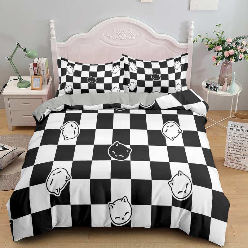 Cartoon Bedding Set Cute Cats Printed 3D Duvet Cover Set Twin Full Queen King Double Size Pillowcase Bedclothes 2/3pcs for Kids