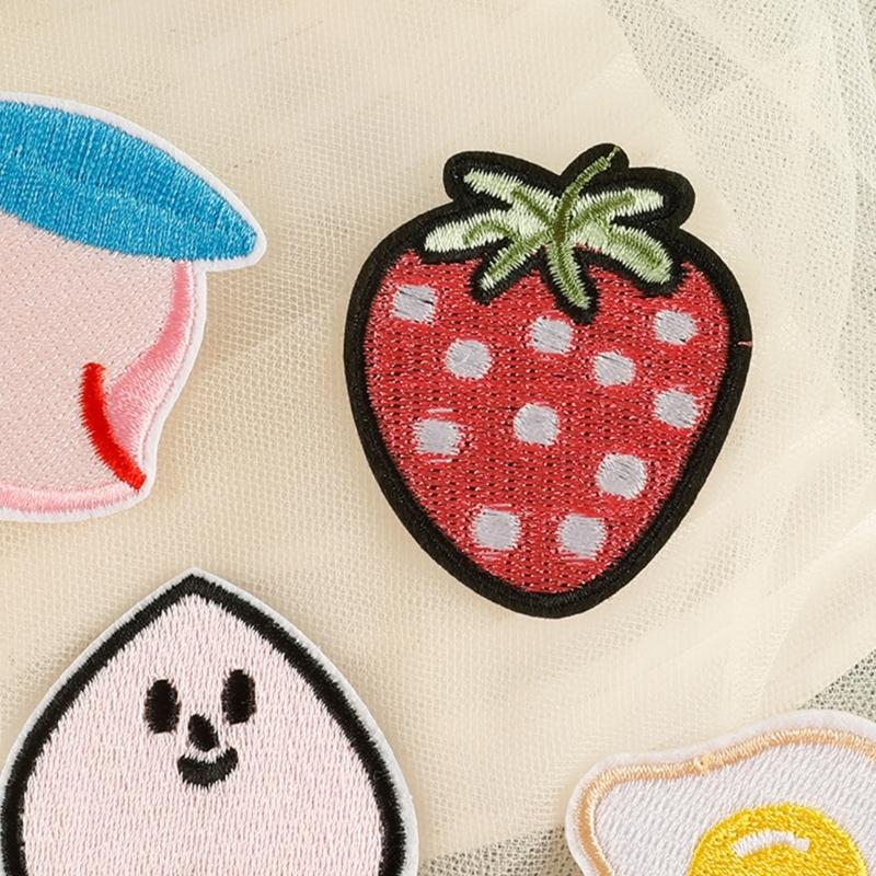 9 Pcs Fruit Series Iron On Patches Cake Repair Patches Strawberry Sewing Patches Embroidered Patches for Clothing Jeans
