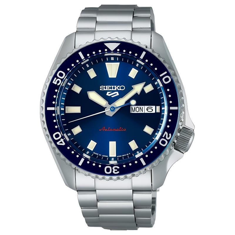 

SEIKO No. 5 sports series, waterproof 100 meters, fashionable and simple style, Automatic, Steel Strap, , 42.5mm men s watch, blue dial SBSA303 синій