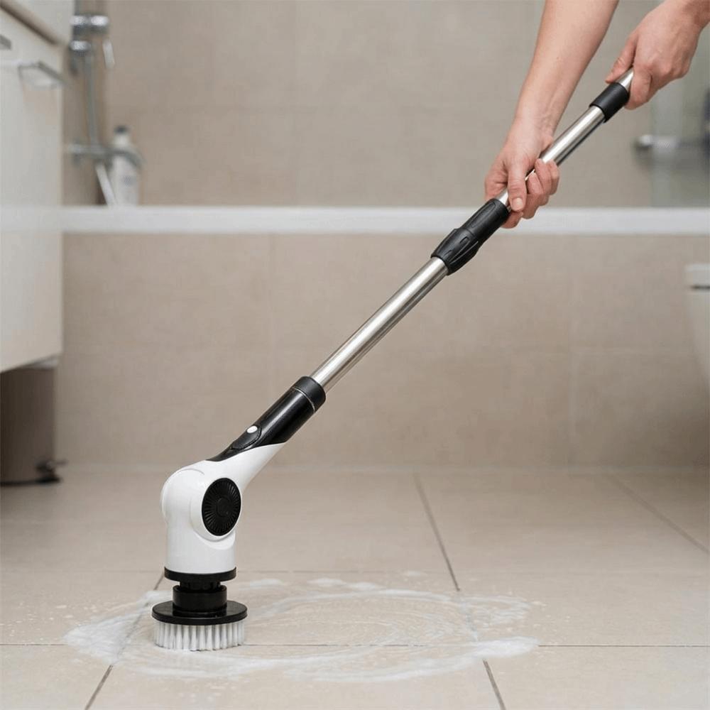 Handheld Telescopic Wireless Cleaning Brush Replaceable Head Window Cleaner  Bathroom