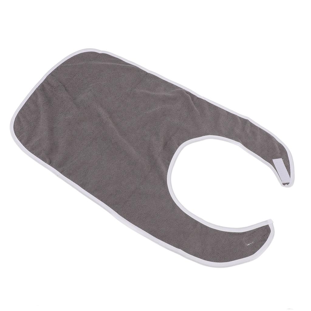 Adult Bib Adjustable Hook and Loop Machine Washable Senior Dining Clothing Protector for Eating Nursing Homes Gray