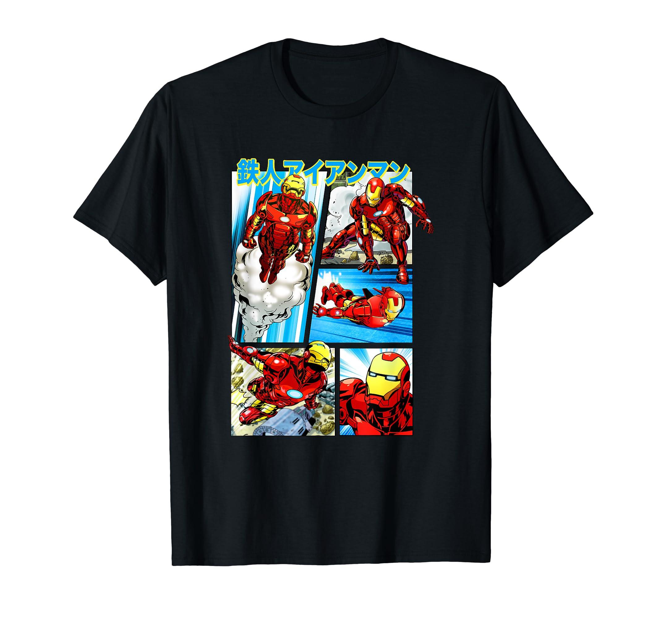 

Футболка с панелями японских кандзи Marvel Comics Retro Classic Iron Man чёрный