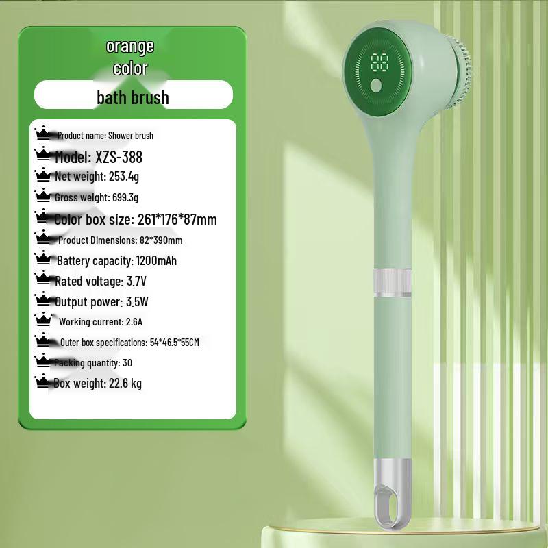 Rotating Electric Back Scrubber with Long Handle for Exfoliation