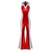 Womens Disco Jumpsuit 70s 80s Style Lapel V Neck Sleeveless Metallic Shiny Flared Pants Romper
