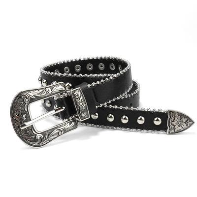 Nischen-Nieten-Dekorationsgürtel, Dünner Gürtel, Vielseitiger Gürtel mit europäischem und amerikanischem Temperament, Damen-Jeansgürtel im Punk-Stil