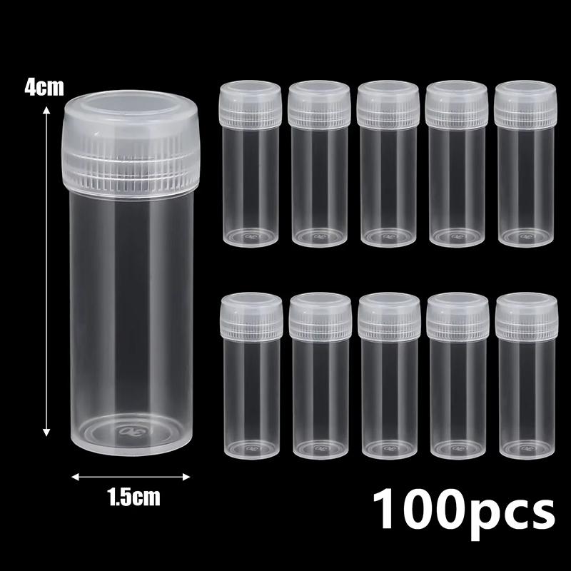 10/30/50/100Pcs Transparent Mini Plastic Vials Empty Leakproof Storage Bottles for Liquid Beads Sewing Pins Small Parts Organizer