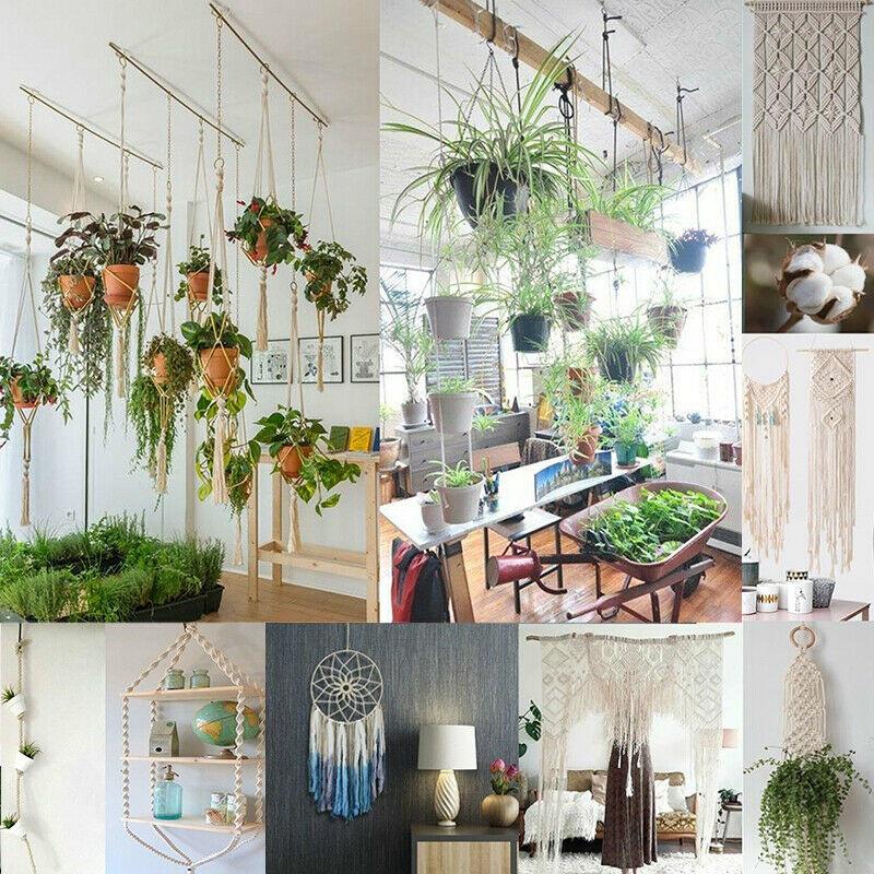 100/200M 3mm Natural Beige Cotton Twisted Cord Rope Artisan Macrame String DIY Craft