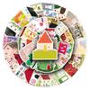 50 Cartoon Hand-drawn House Stickers: Cute Childlike Graffiti Buildings & Helmets for Phone Cases
