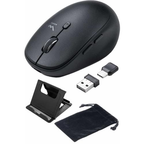 Sanwa Direct Wireless Mouse Rechargeable Quiet Type-C Type-A 5 Buttons (Equipped with Back/Forward Buttons) DPI Switching Smartphone Stand & Pouch Inc