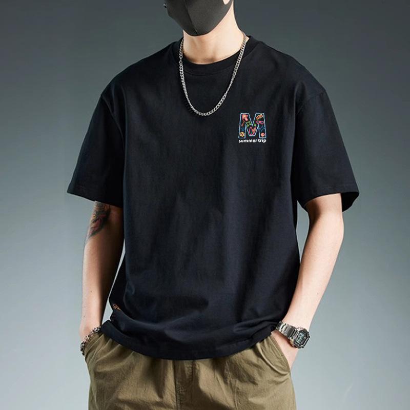 Trendy Brand T-shirt Men's New Short Sleeved Summer Clothes Top Pure Cotton Loose White Body Shirt Half Sleeved Base Shirt