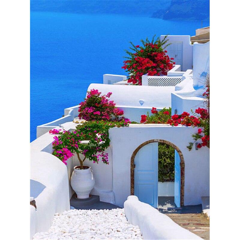 

Новая 5D DIY Алмазная картина Морской вид Алмазная вышивка Замок Вышивка крестом Полный квадрат Круглый дрель Домашний декор Ручной художественный подарок Full Round 20x30CM