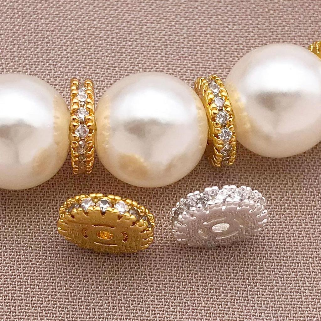 Copper Plated 18K Gold Zircon Spacer Beads for DIY Bracelets & Necklaces