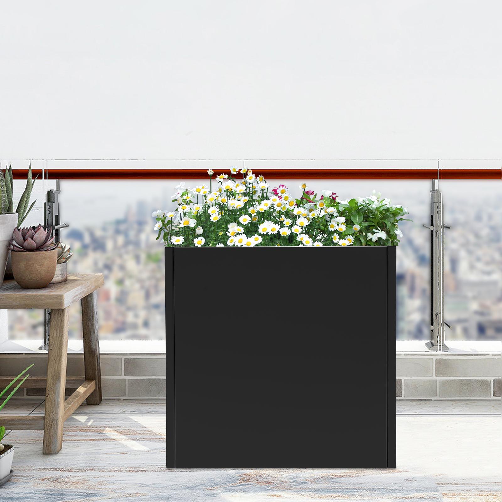 

Bymaocar Черный квадратный металлический ящик для посадки в саду, большой комнатный цветочный горшок, контейнер для посадки 26 дюймов с защитными перчатками Large чёрный