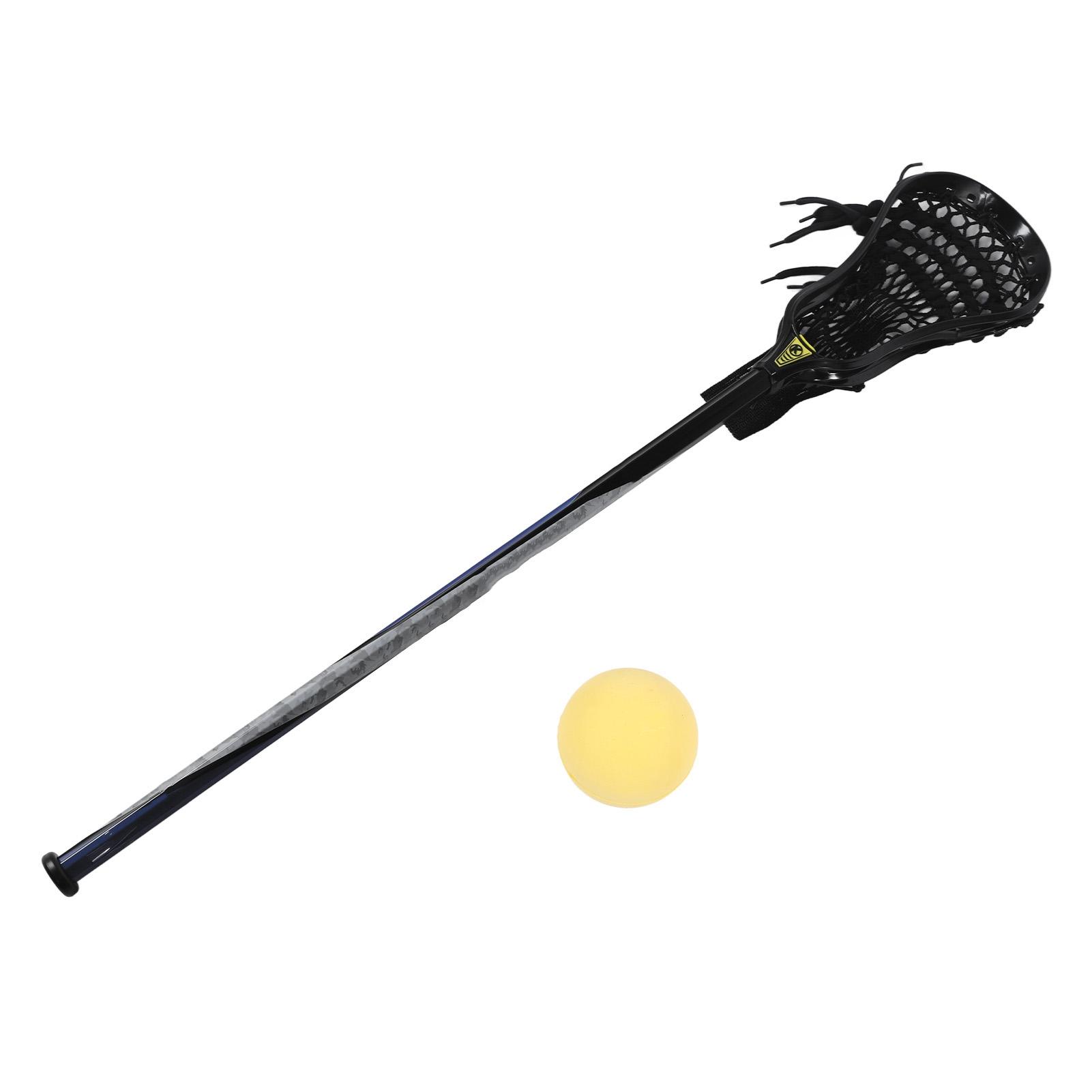

Boys Lacrosse Stick Set Complete 30in with Ball Non Falling Tail Cap Outdoor Team Sports Player Equipment Black Mesh