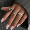 SHIXIN 3Pcs/Set Trendy Acrylic Rhinestone Open Rings for Women Minimalist Geometry Square Adjustable Knuckle Ring Party Jewelry