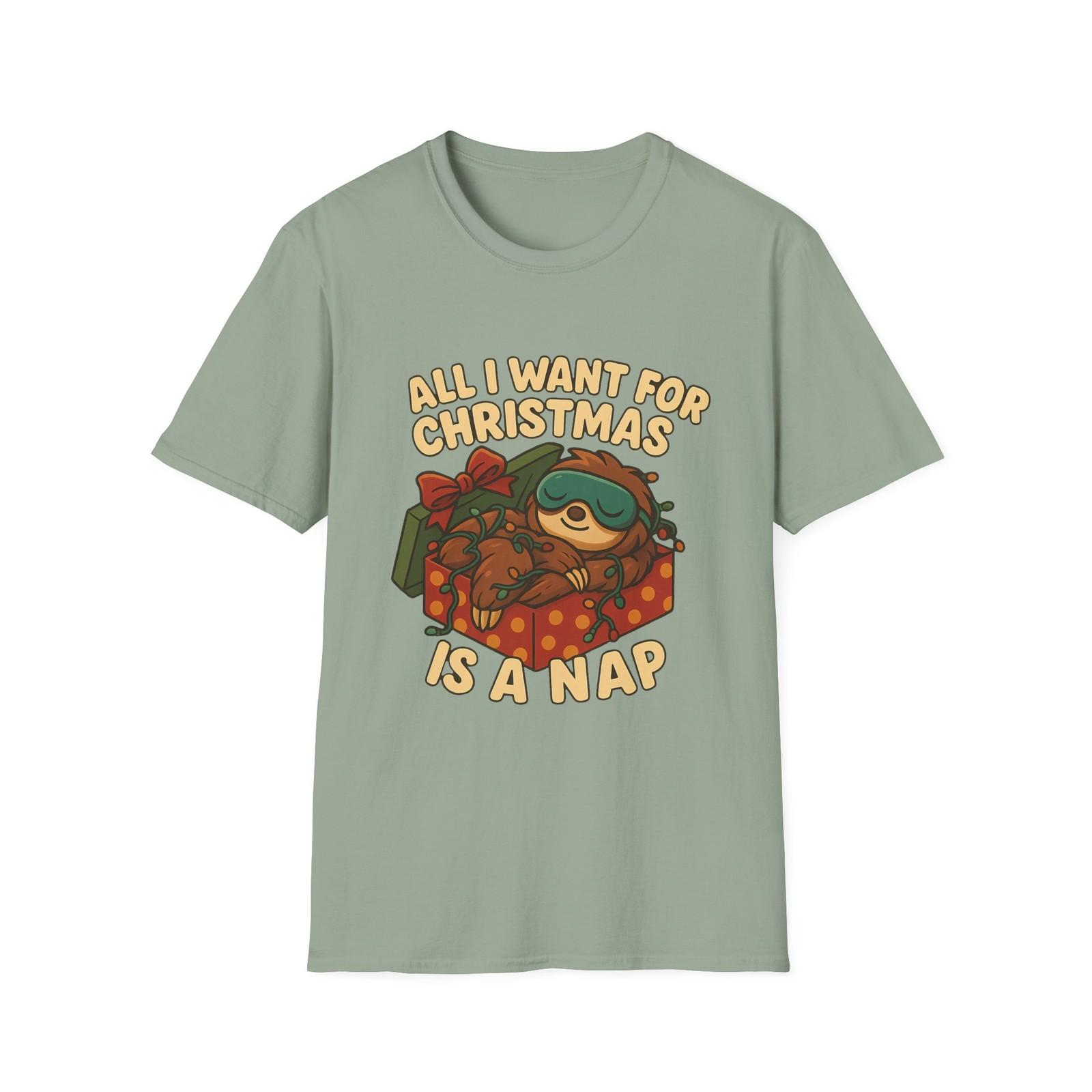 Unisex Softstyle T-Shirt Mens Womens Tees Top Sloth Gift Holiday Nap Christmas 3XL