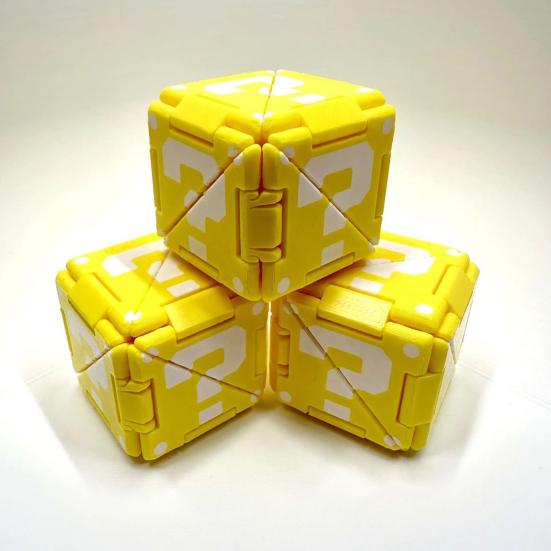 3D Printed Stress Relief Cube Toy Brain Teaser Deformable Puzzle Cube Desk Toy Teens Adults Calming Decompression Flipping Sensory Toy