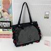 Anime Top Handle Bag Large Capacity Bow Ribb Design for JK Girls Textured Casual Shoulder Bags Simple and Versatile Ita Bag