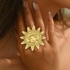 Large Sunflower Face Cuff Finger Rings For Women Girl Summer Fashion New Jewelry Gift Party Beach Vacation Anillos