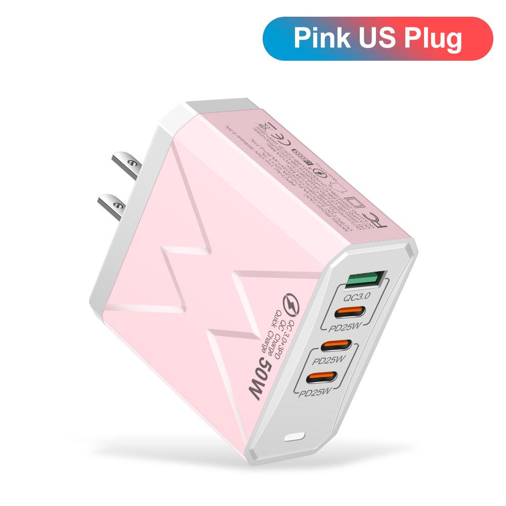 Total 100W 4Ports Charger USB Quick Charging 3.0 Mobile Phone Wall Adapter For iPhone Samsung Xiaomi  Fast Charge