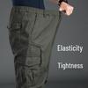 Men's High-Waisted Cargo Pants: Loose Fit, Pure Cotton, Multi-Pocket, Wear-Resistant, Straight Leg, Long Pants for Spring and Autumn