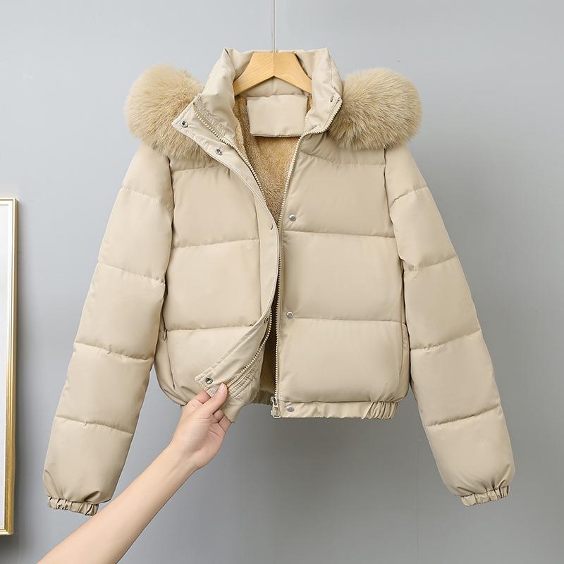 Women S Short Winter Thick Cotton Puffer Jacket With Fur Collar