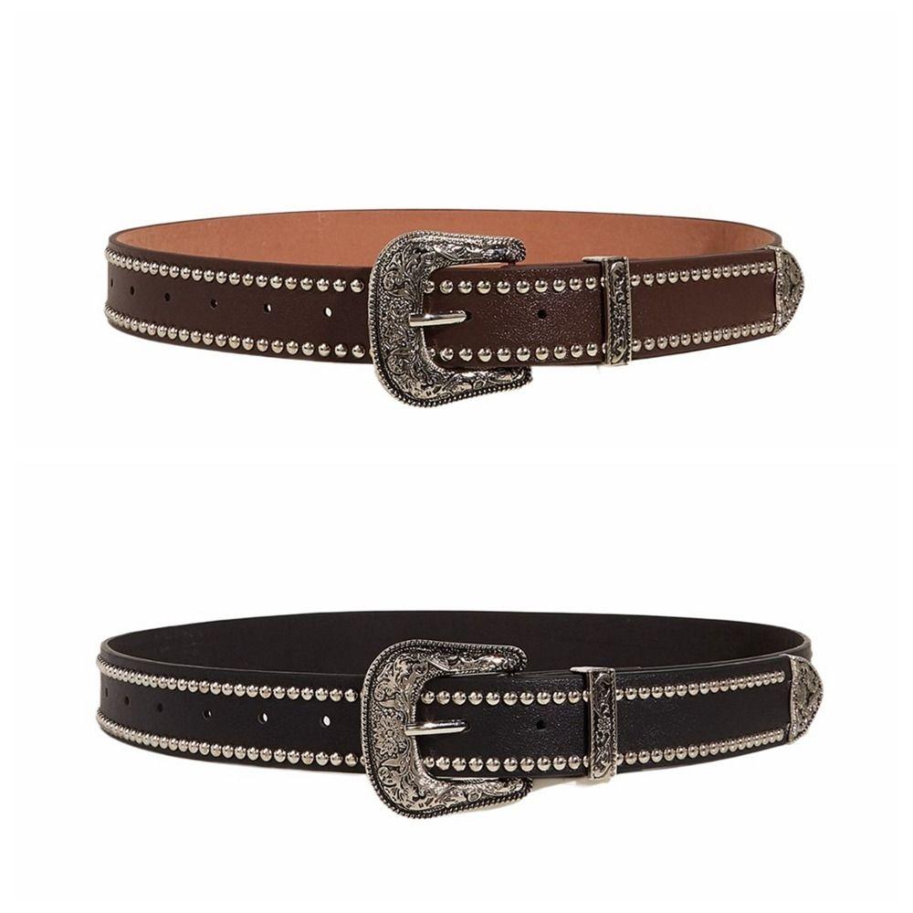 Punk Rivet Waist Belt Hip Hop PU Leather Belt Casual Women Waistband  Ladies