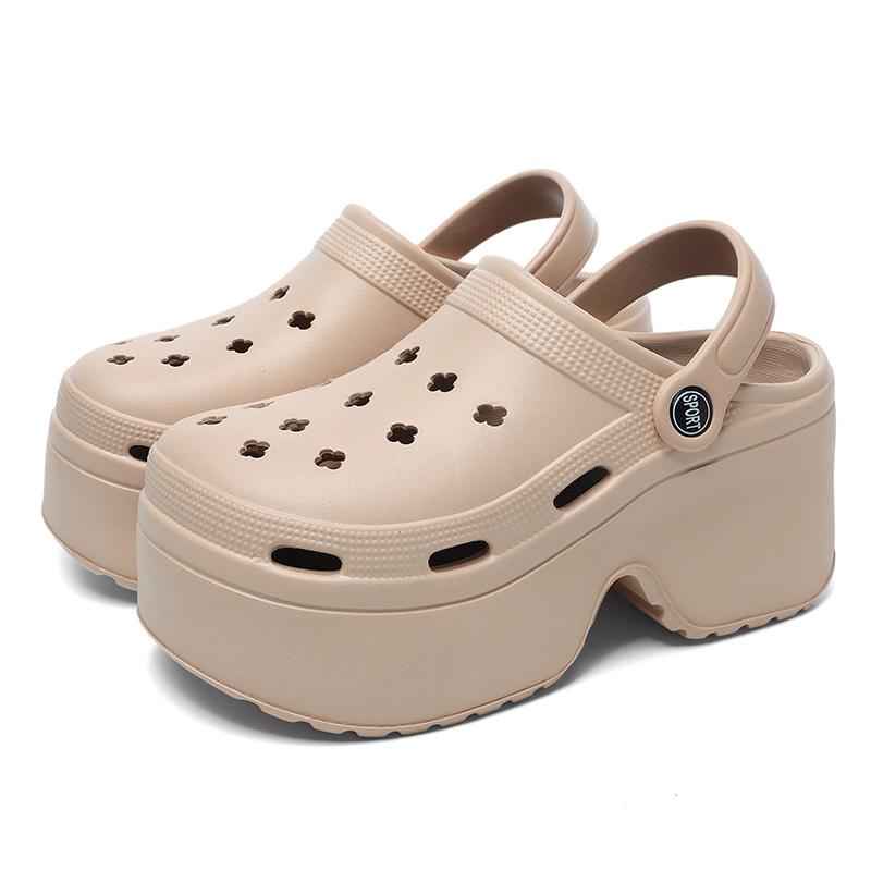 

Женские клоги на толстой подошве из ЭВА: 9 см Увеличивающие рост, Легкие, Нескользящие, Летняя Мода Универсальная Обувь 37-38 кофейный