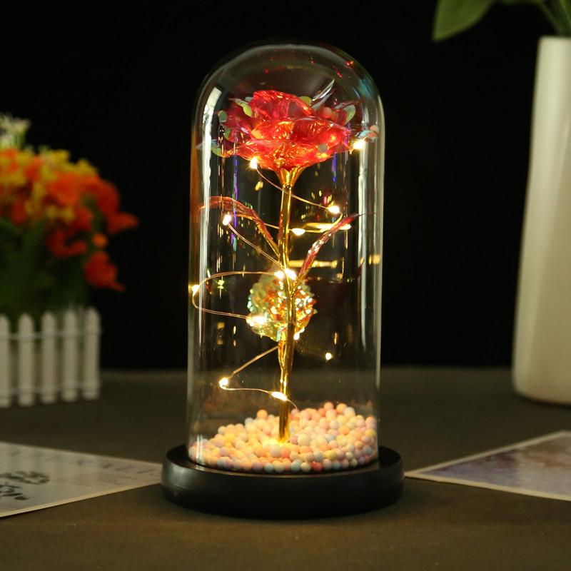 Gold Rose Glass Cover Ornament, Creative Mother's Day Valentine's Day Gift, Simulated Flower Ornament